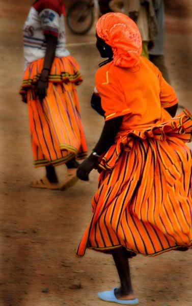 Colorful african girls, playing